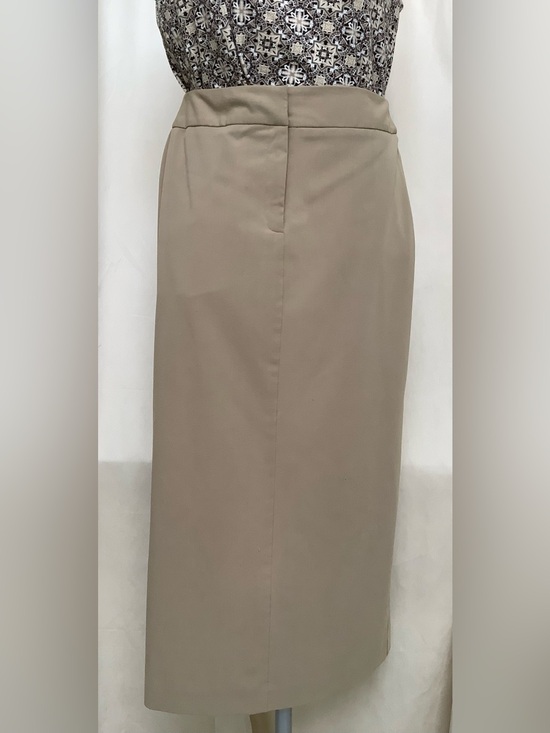 Nine & Co. Dresses & Skirts - Nine & Company Basics Stretch Midi Skirt-Tan Beige-Lightweight-Front Zip-6